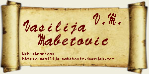 Vasilija Mabetović vizit kartica
